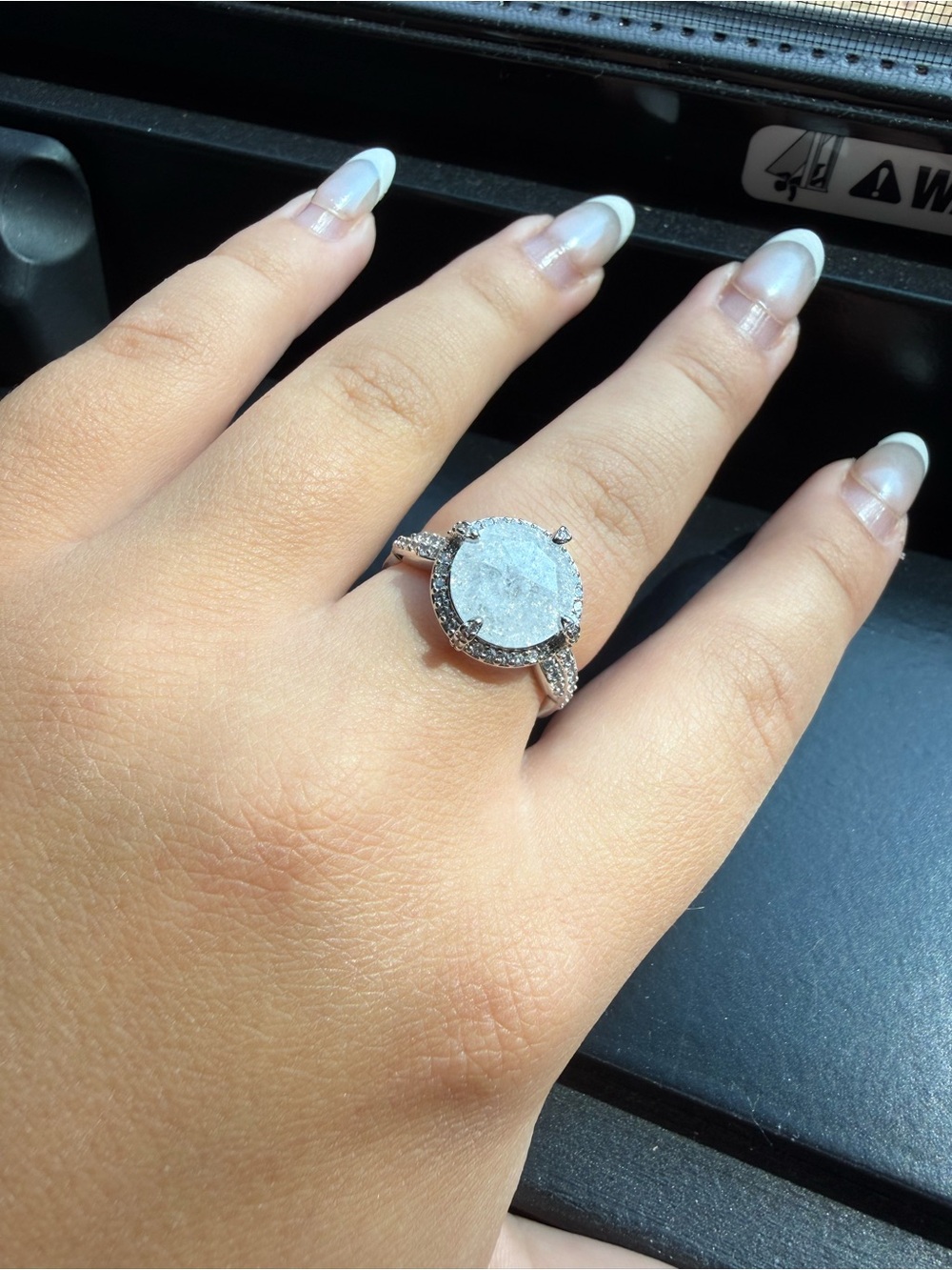 Sterling Silver White Ice Crystal Halo Ring